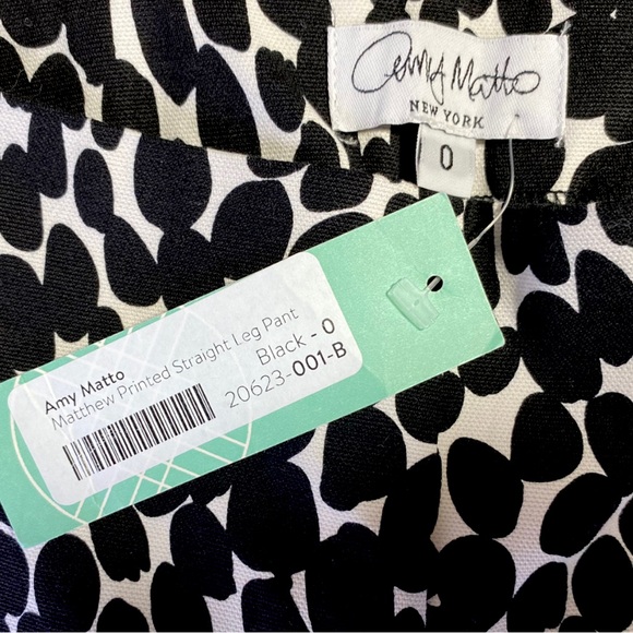 NWT Amy Matto Stitch Fix Matthew Black White Spots Dot Side Zip Straight Pants 0 - Picture 4 of 8